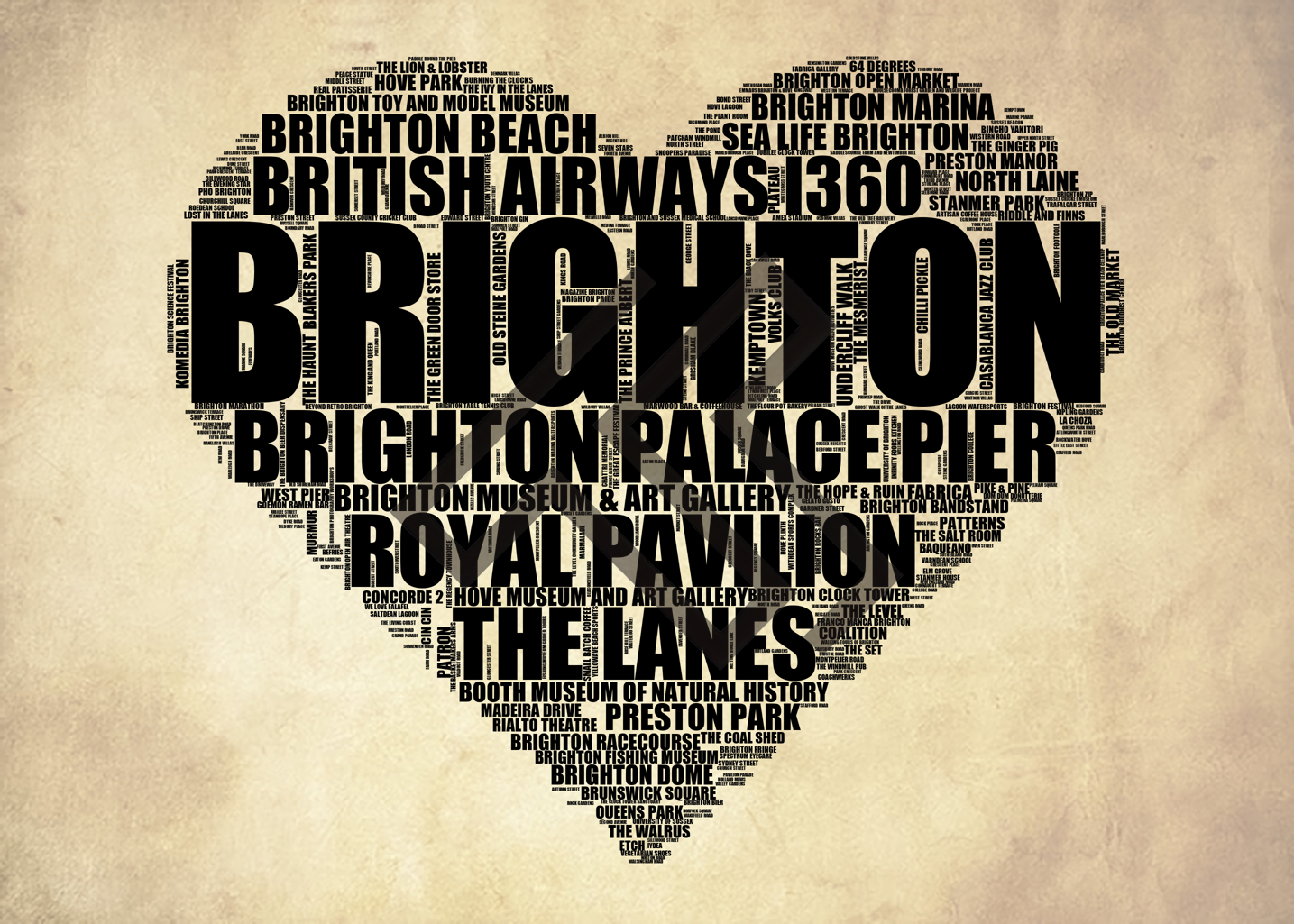 Brighton - Premium Typographic Word Cloud Prints, Posters & Gifts