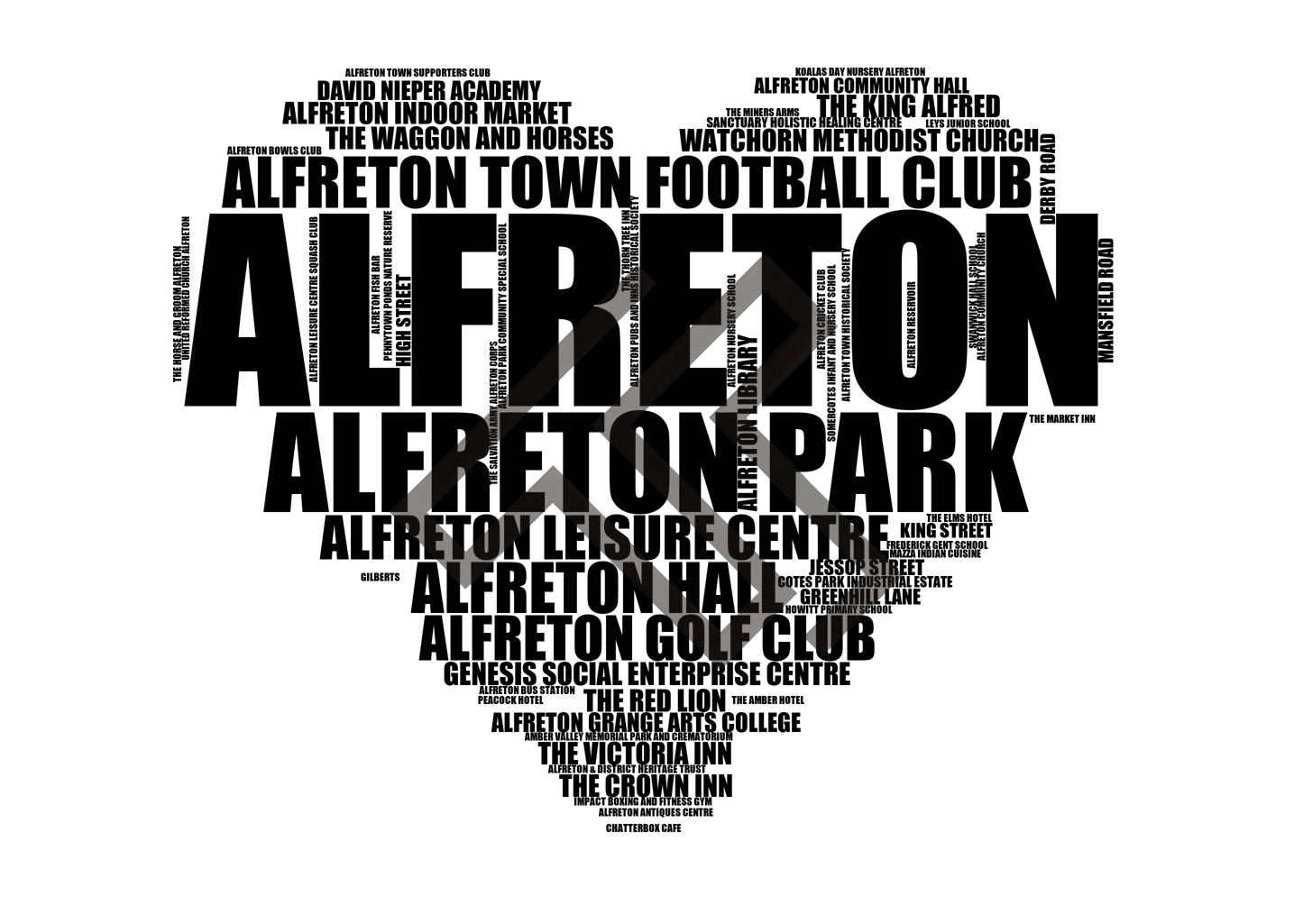 Alfreton - Premium Typographic Word Cloud Prints, Posters & Gifts