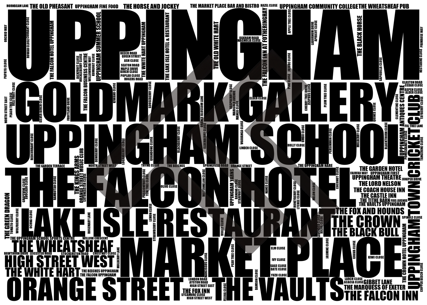 Uppingham - Premium Typographic Word Cloud Prints, Posters & Gifts