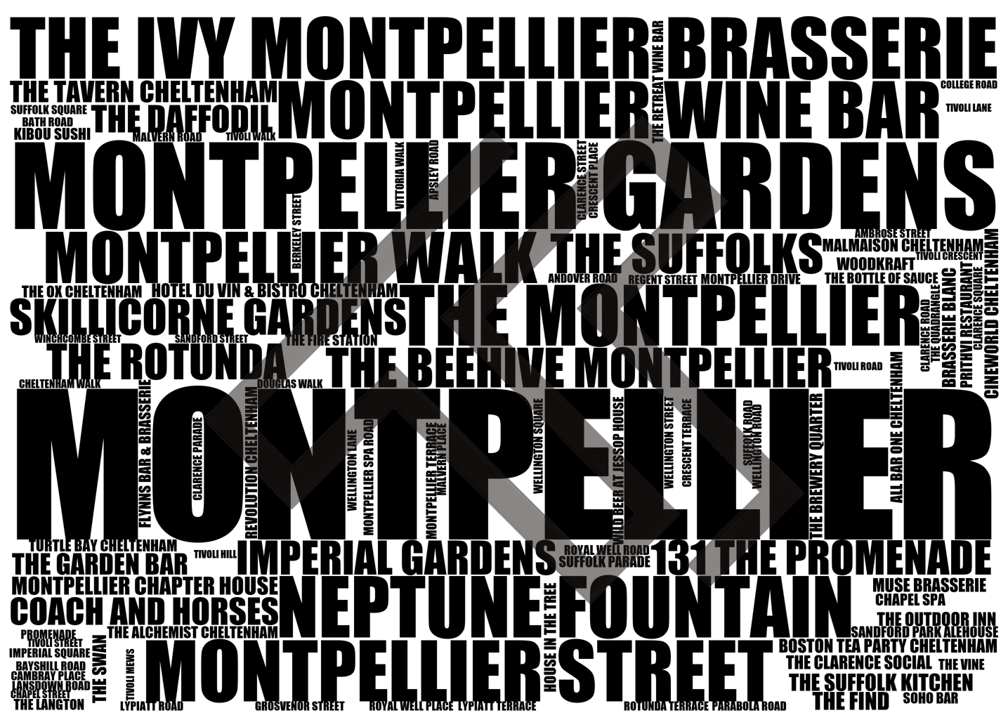 Montpellier - Premium Typographic Word Cloud Prints, Posters & Gifts
