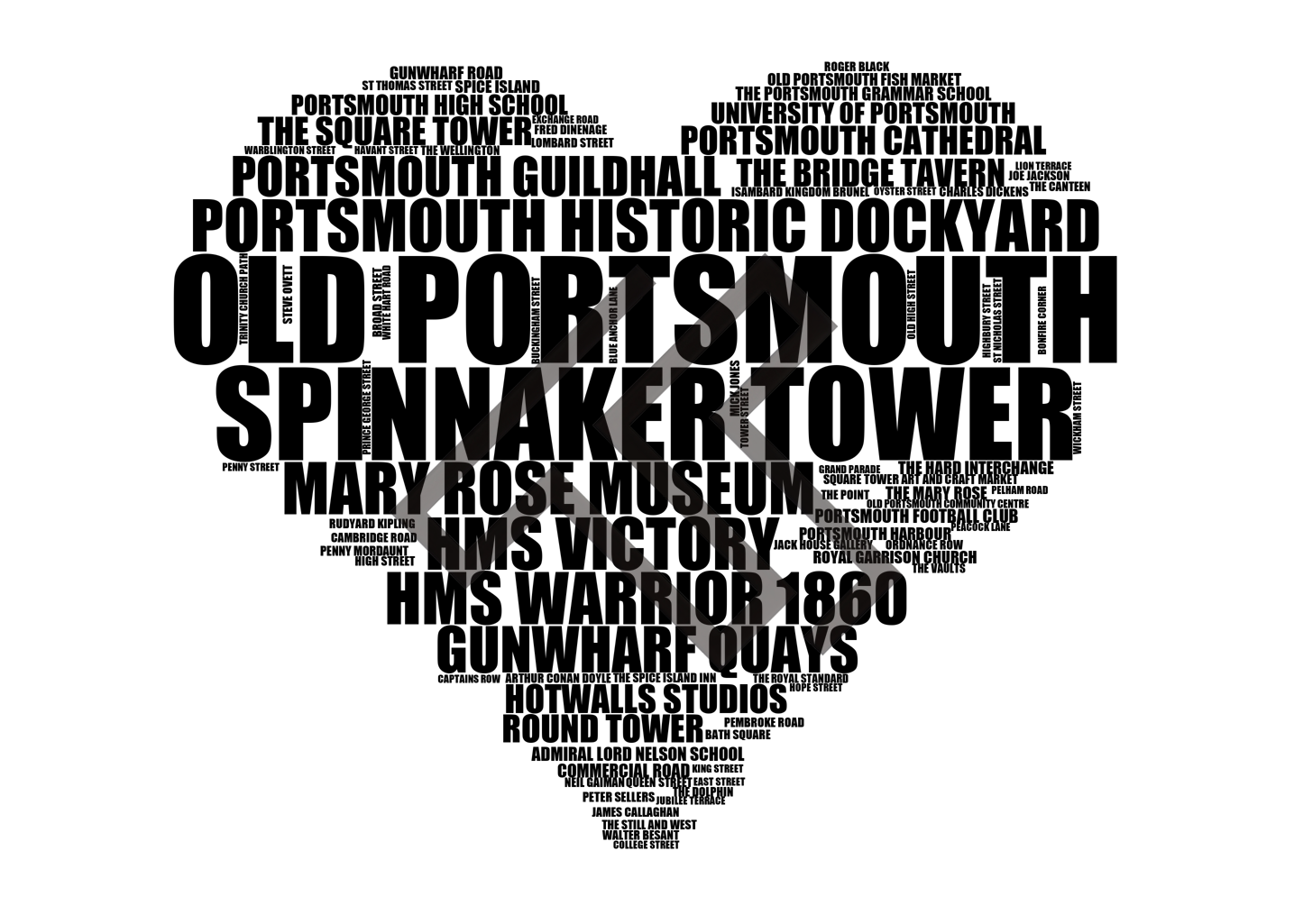 Old Portsmouth - Premium Typographic Word Cloud Prints, Posters & Gifts