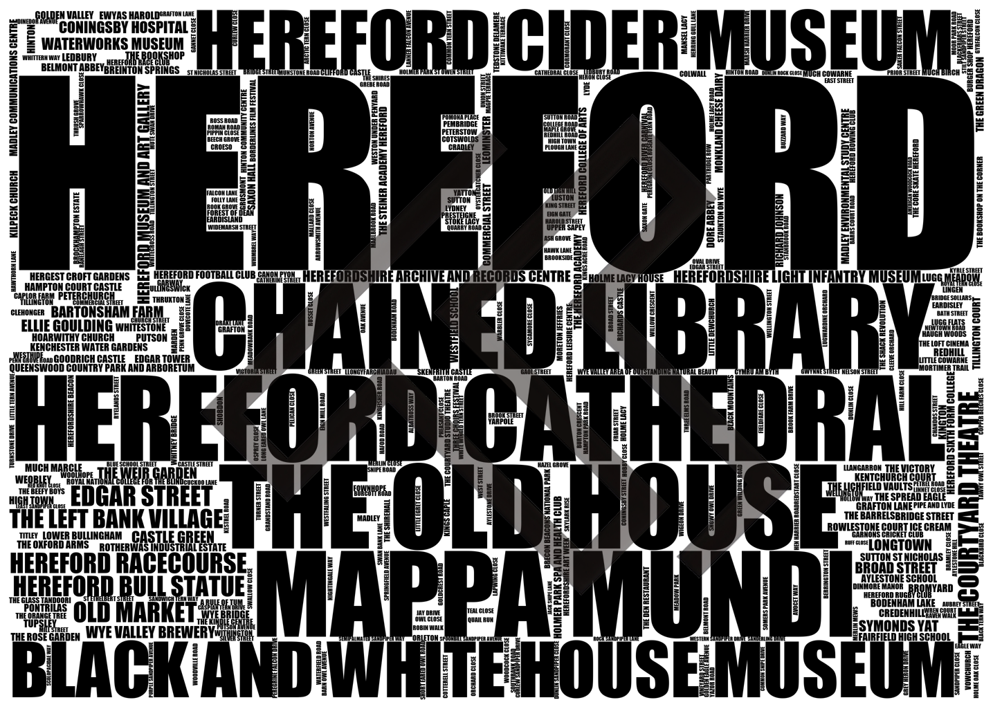 Hereford - Premium Typographic Word Cloud Prints, Posters & Gifts
