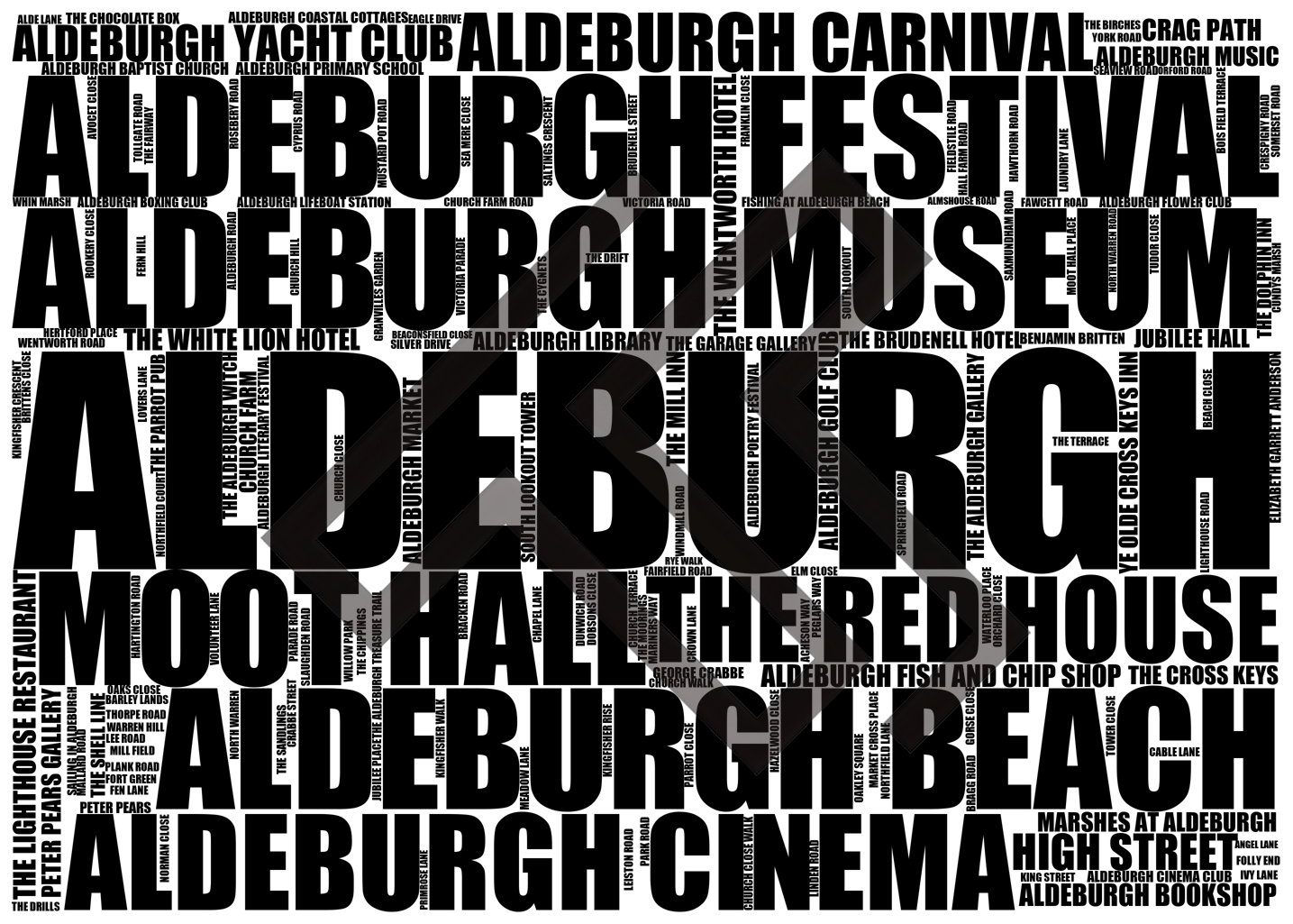 Aldeburgh - Premium Typographic Word Cloud Prints, Posters & Gifts