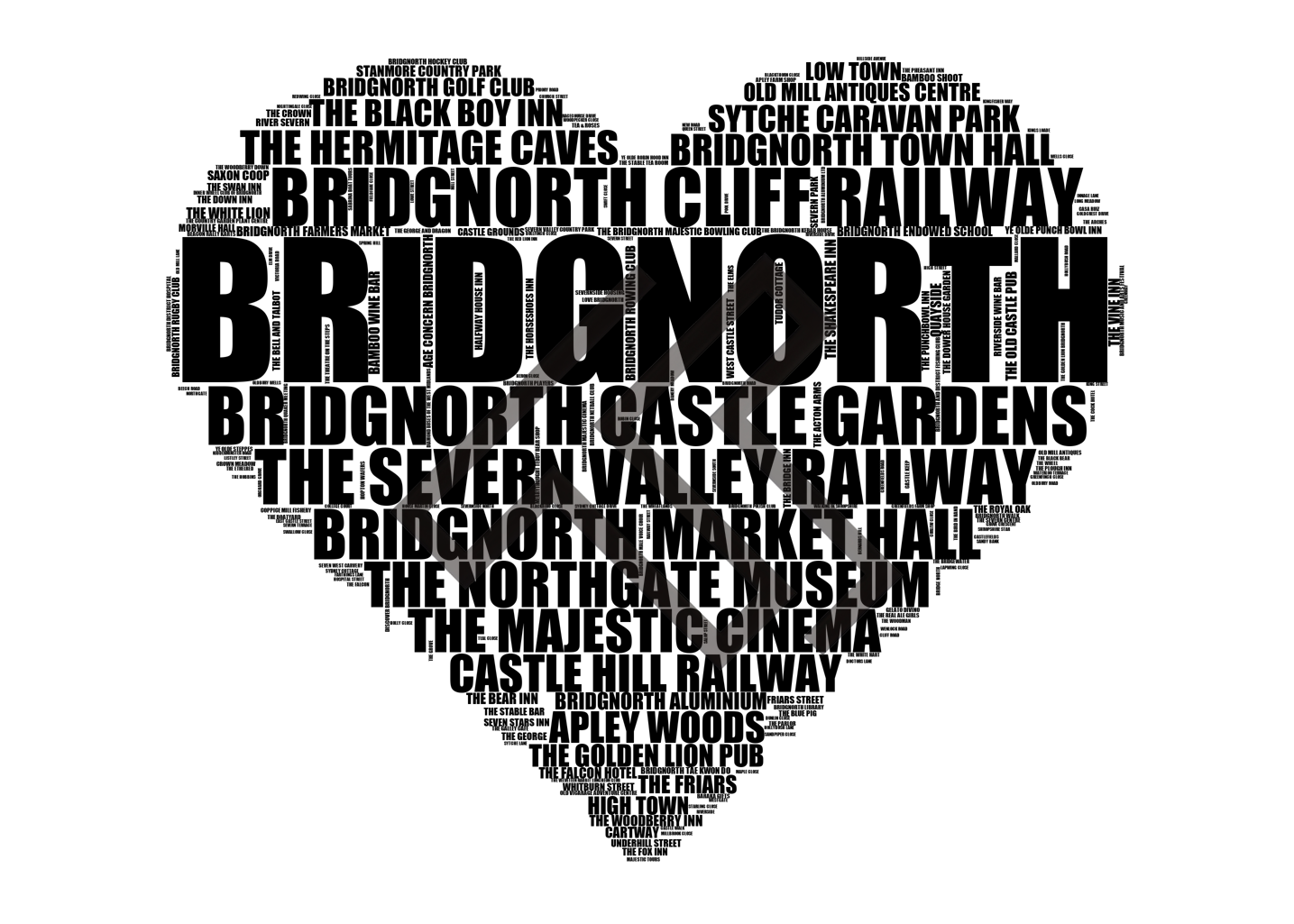 Bridgnorth - Premium Typographic Word Cloud Prints, Posters & Gifts