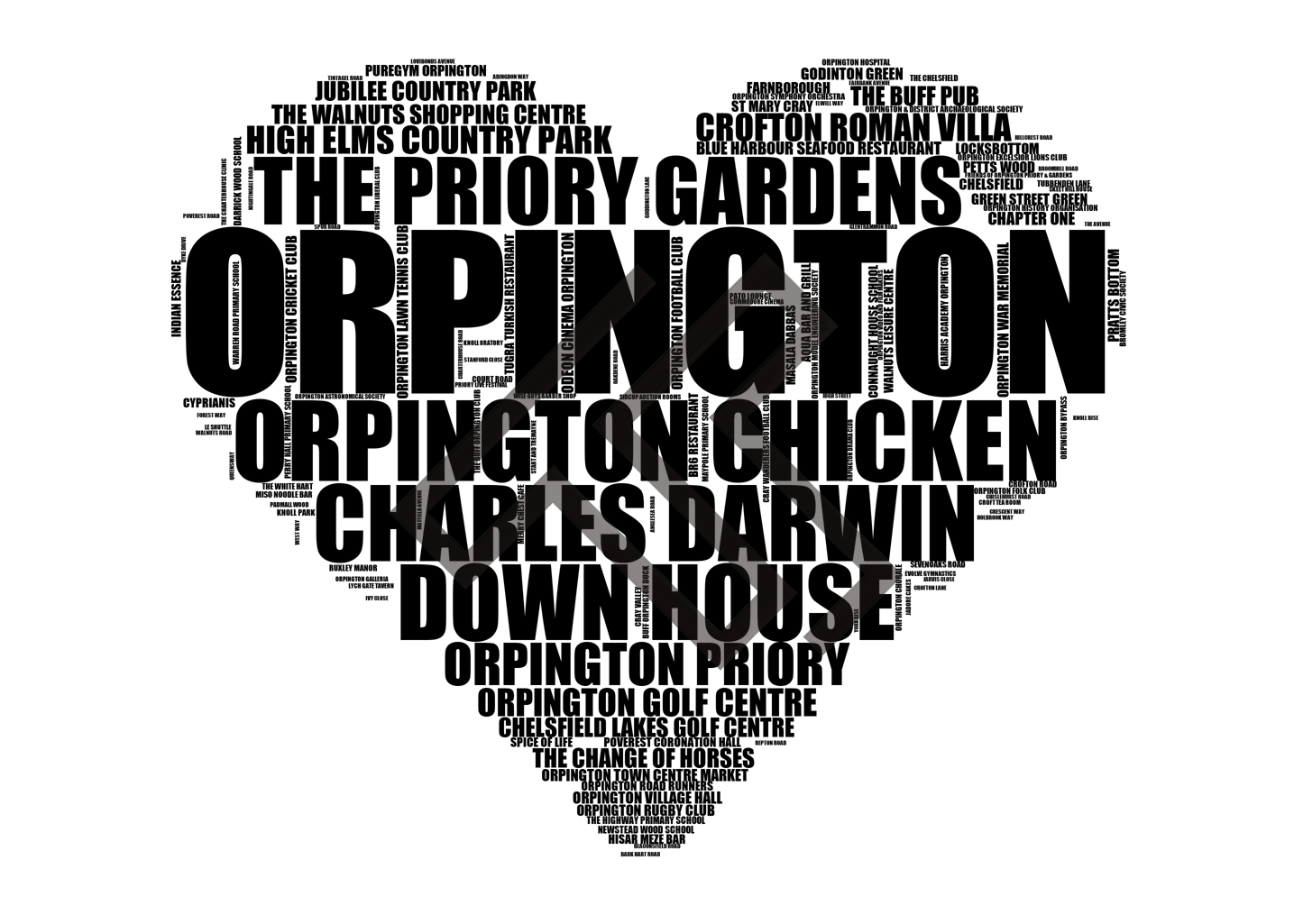 Orpington - Premium Typographic Word Cloud Prints, Posters & Gifts