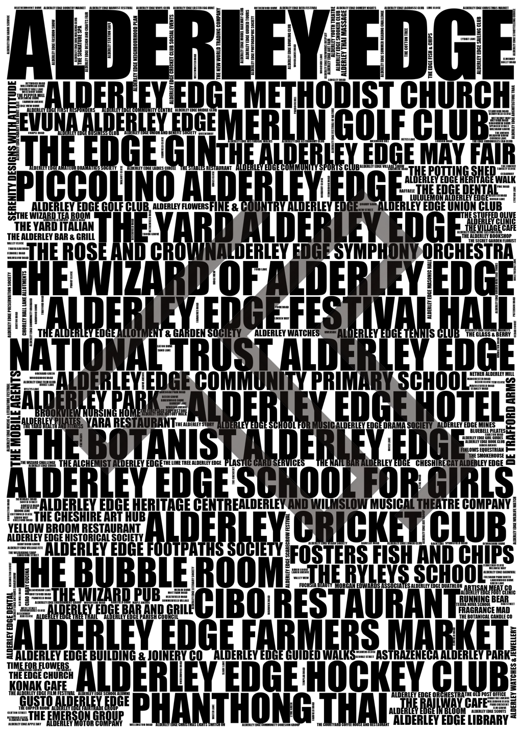 Alderley Edge - Premium Typographic Word Cloud Prints, Posters & Gifts