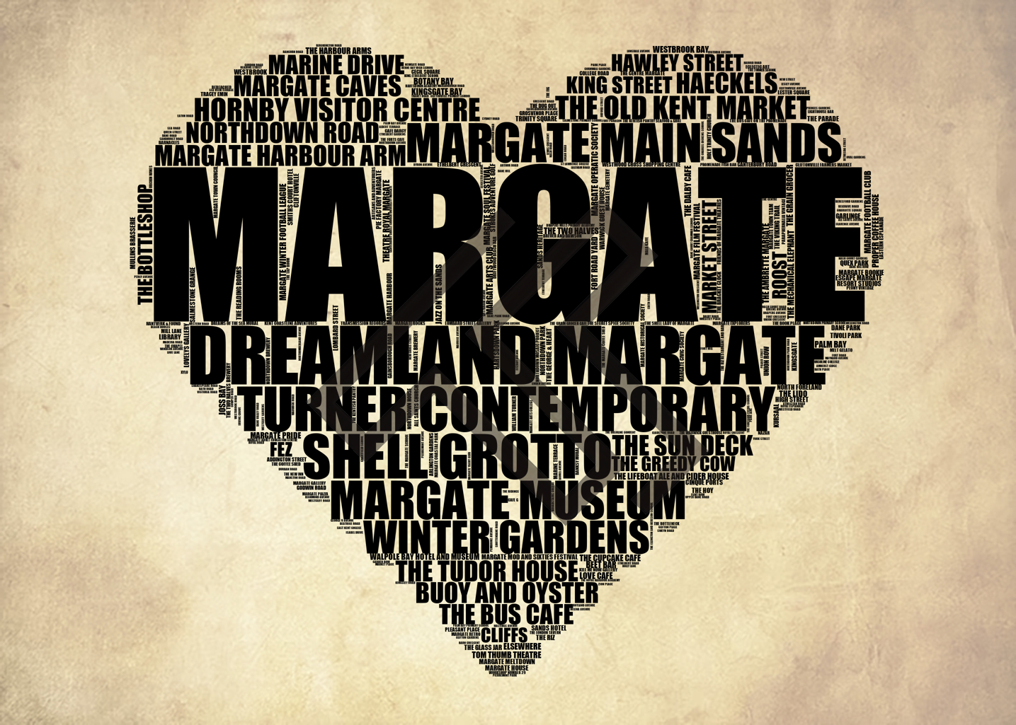 Margate - Premium Typographic Word Cloud Prints, Posters & Gifts