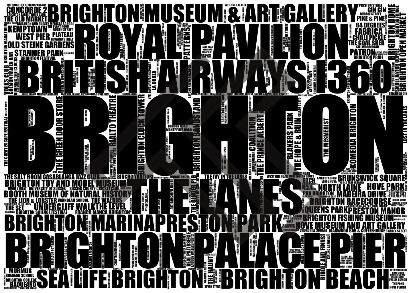 Brighton - Premium Typographic Word Cloud Prints, Posters & Gifts