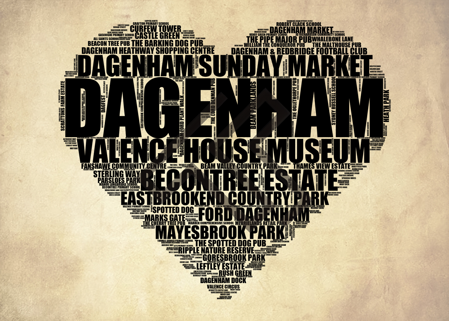 Dagenham - Premium Typographic Word Cloud Prints, Posters & Gifts