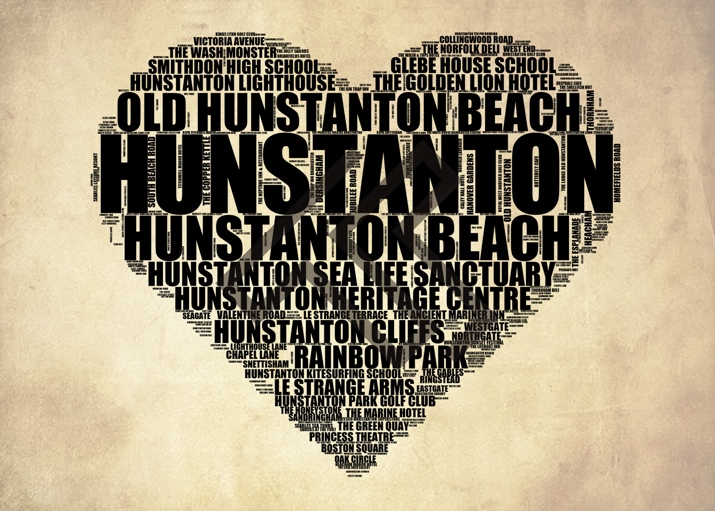 Hunstanton - Premium Typographic Word Cloud Prints, Posters & Gifts