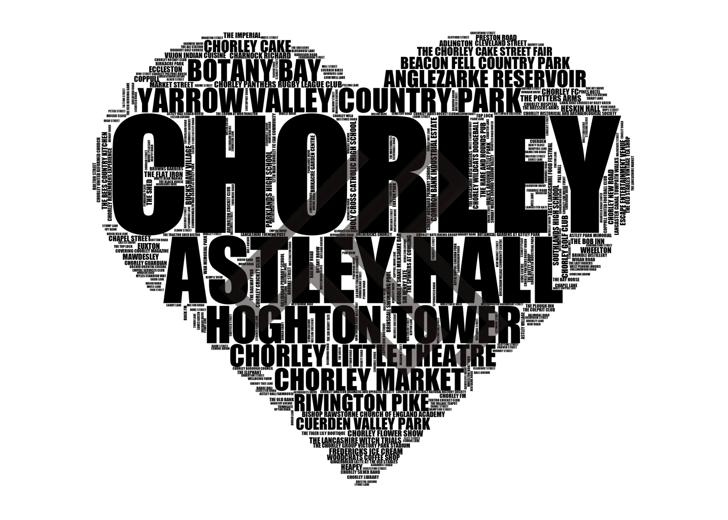 Chorley - Premium Typographic Word Cloud Prints, Posters & Gifts