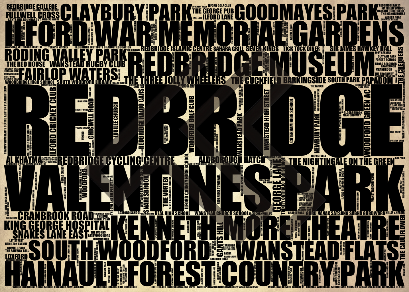 Redbridge - Premium Typographic Word Cloud Prints, Posters & Gifts