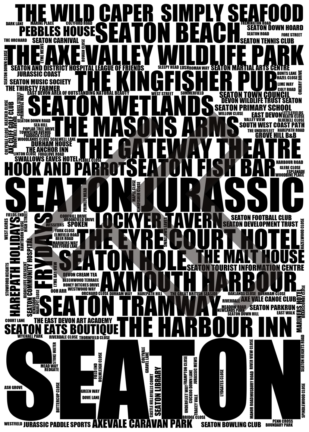 Seaton - Premium Typographic Word Cloud Prints, Posters & Gifts