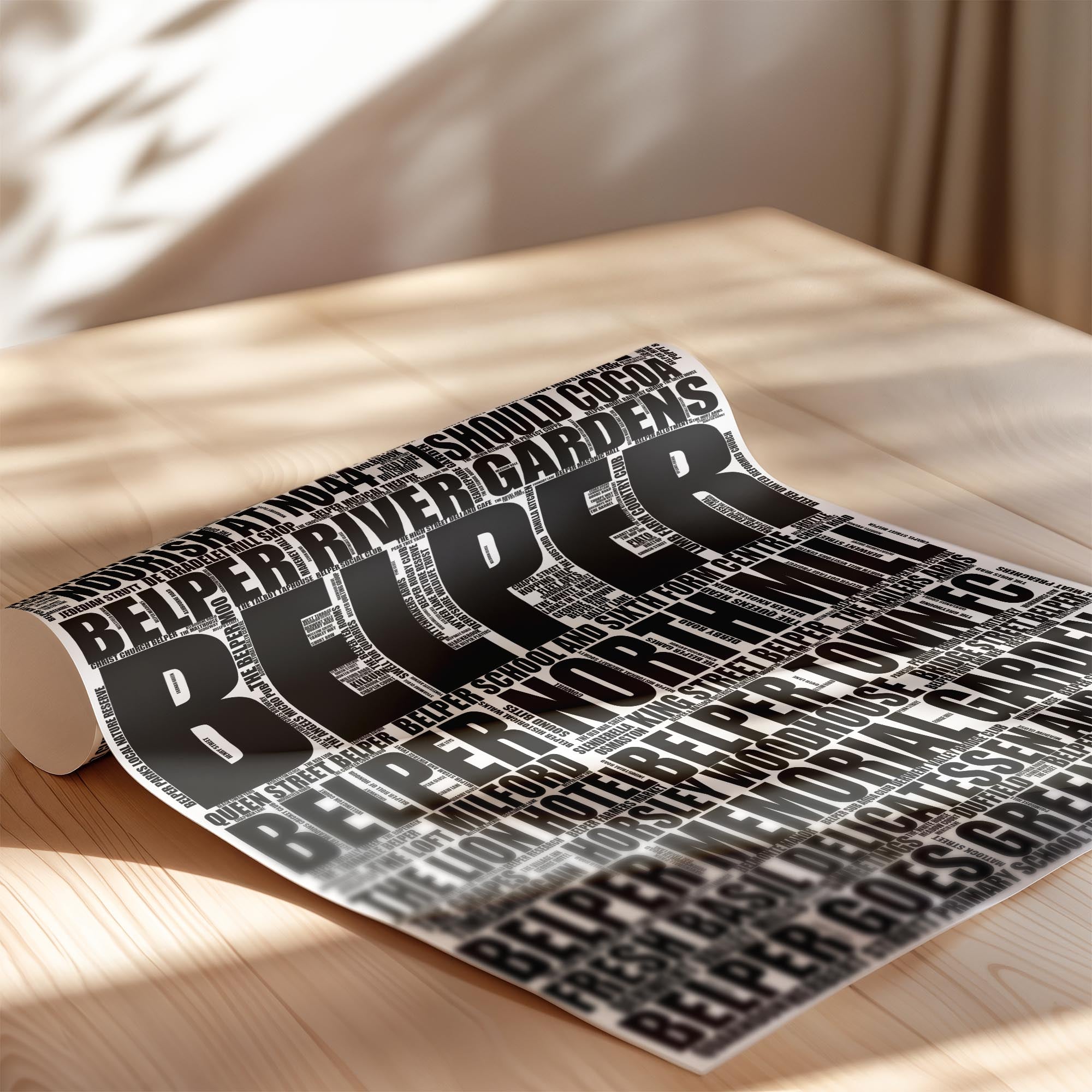 Belper - Premium Typographic Word Cloud Prints, Posters & Gifts