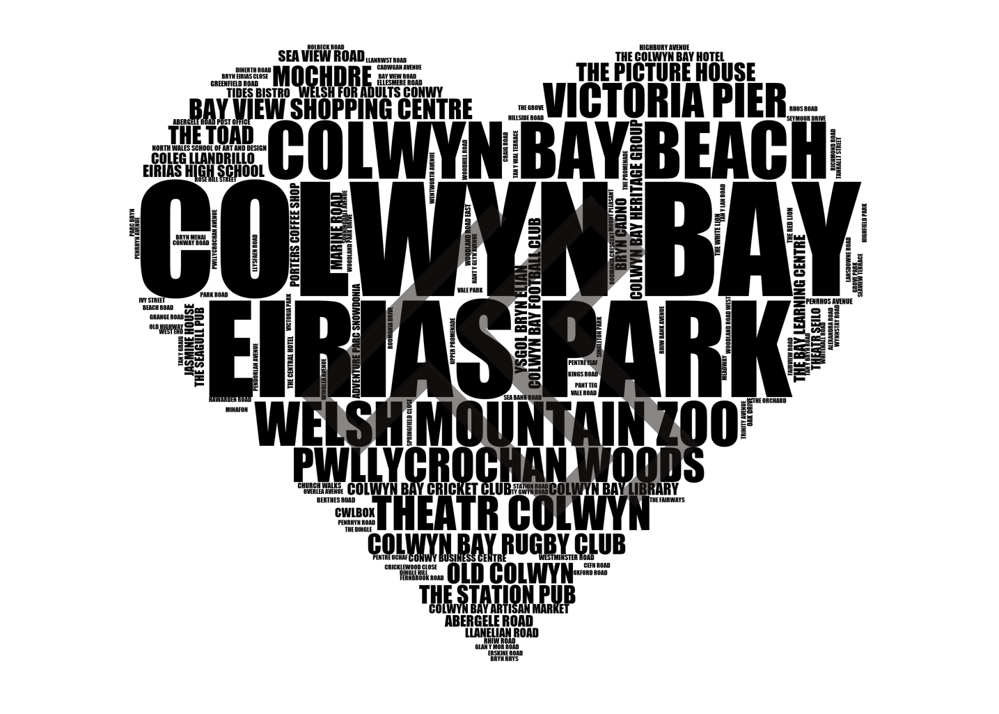 Colwyn Bay - Premium Typographic Word Cloud Prints, Posters & Gifts