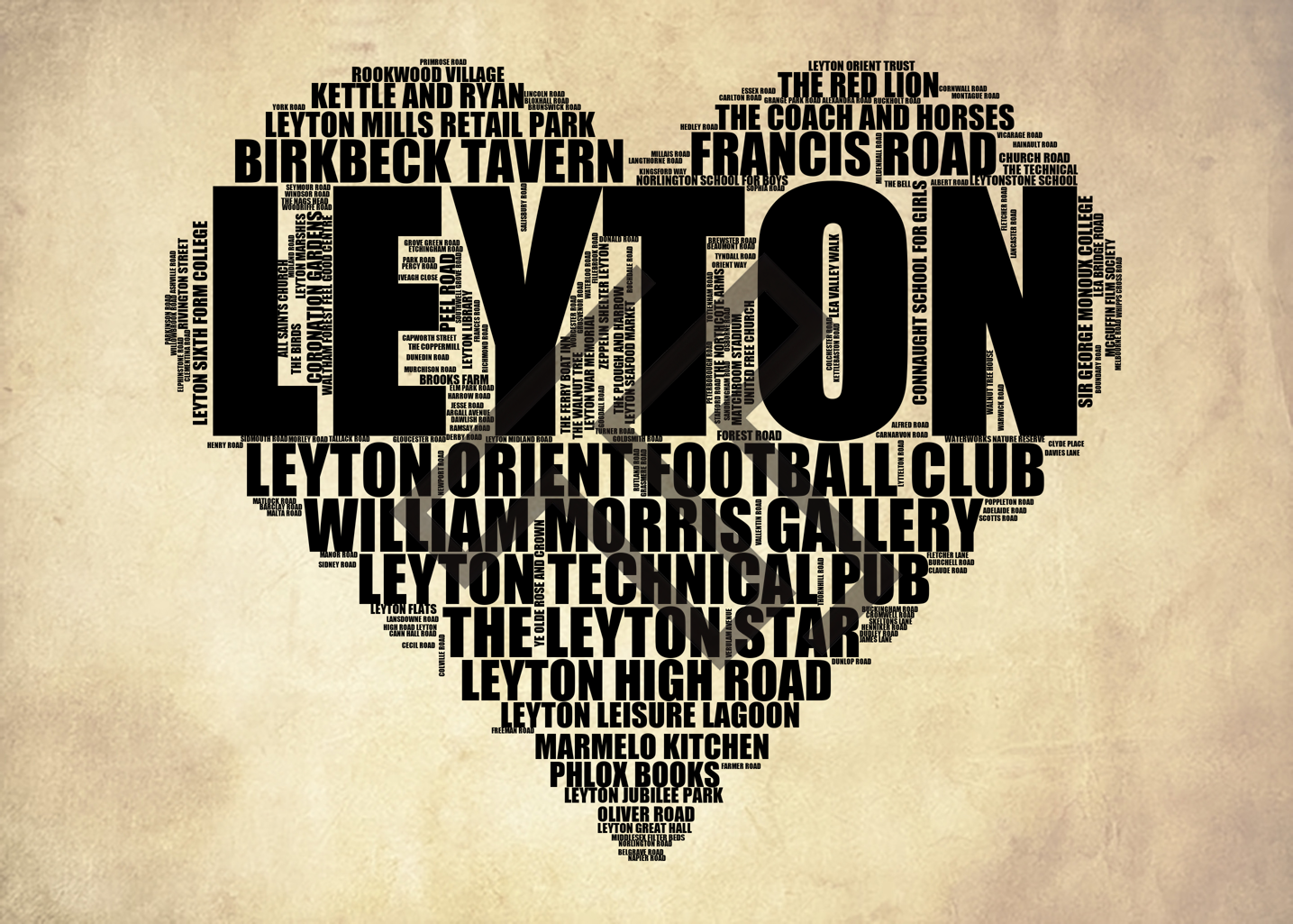 Leyton - Premium Typographic Word Cloud Prints, Posters & Gifts