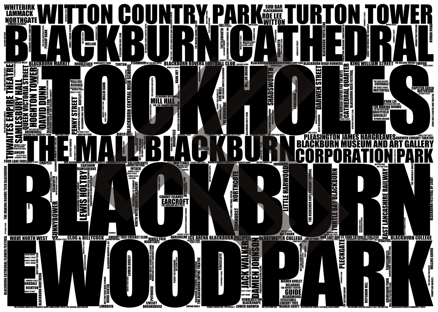 Blackburn - Premium Typographic Word Cloud Prints, Posters & Gifts