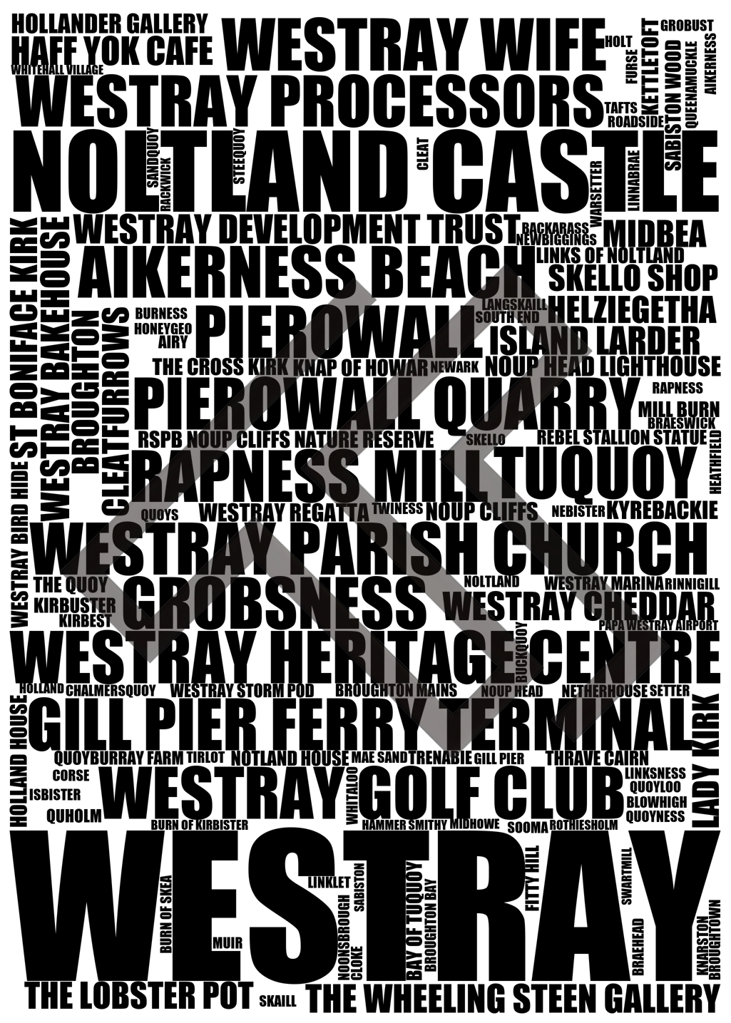 Westray - Premium Typographic Word Cloud Prints, Posters & Gifts