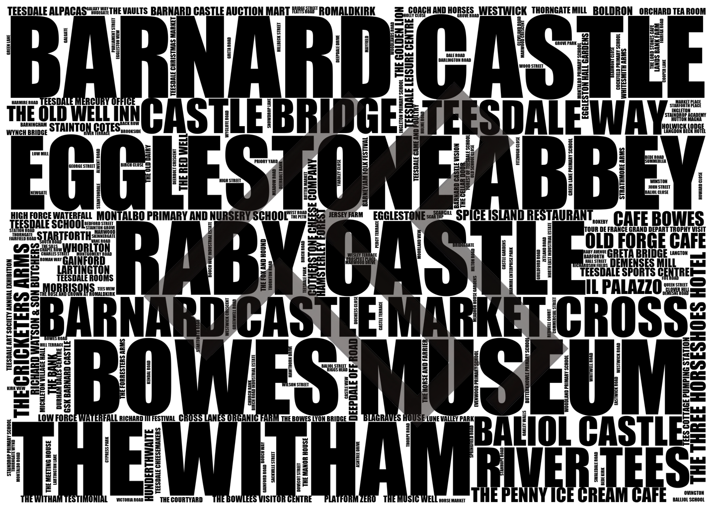 Barnard Castle - Premium Typographic Word Cloud Prints, Posters & Gifts