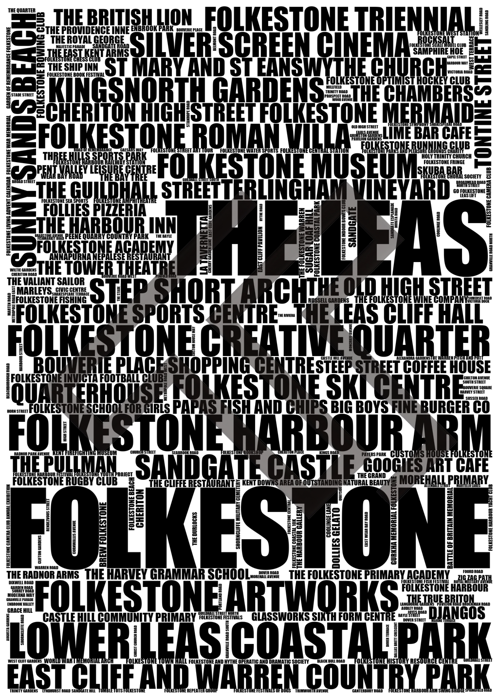 Folkestone - Premium Typographic Word Cloud Prints, Posters & Gifts