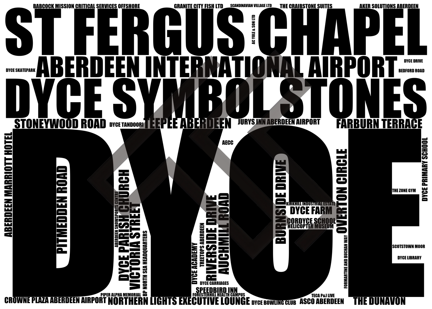 Dyce - Premium Typographic Word Cloud Prints, Posters & Gifts