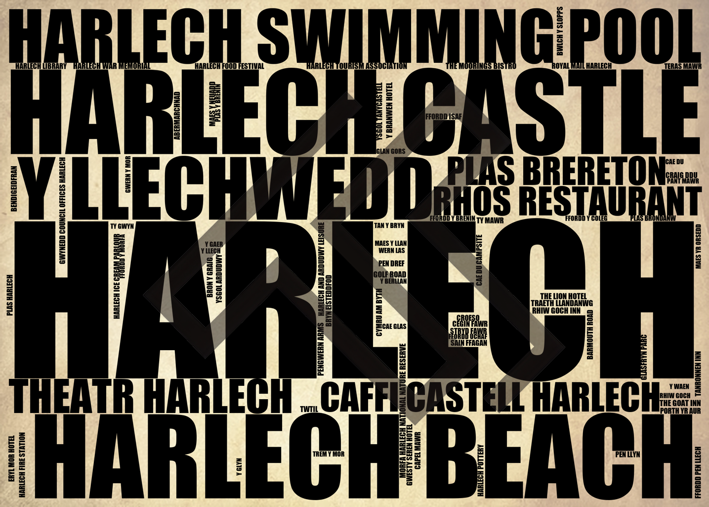 Harlech - Premium Typographic Word Cloud Prints, Posters & Gifts