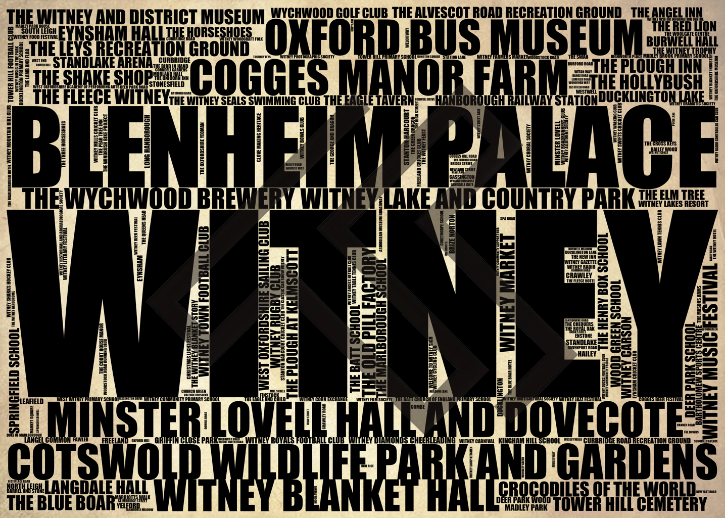 Witney - Premium Typographic Word Cloud Prints, Posters & Gifts