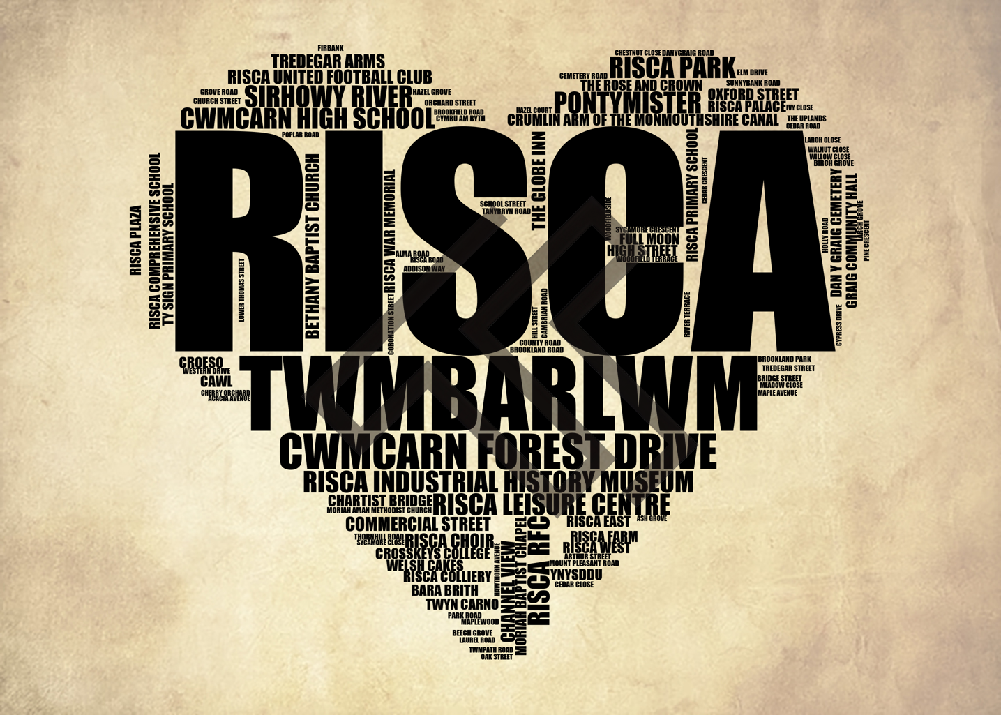 Risca - Premium Typographic Word Cloud Prints, Posters & Gifts