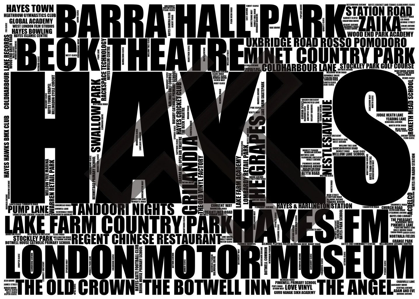 Hayes - Premium Typographic Word Cloud Prints, Posters & Gifts