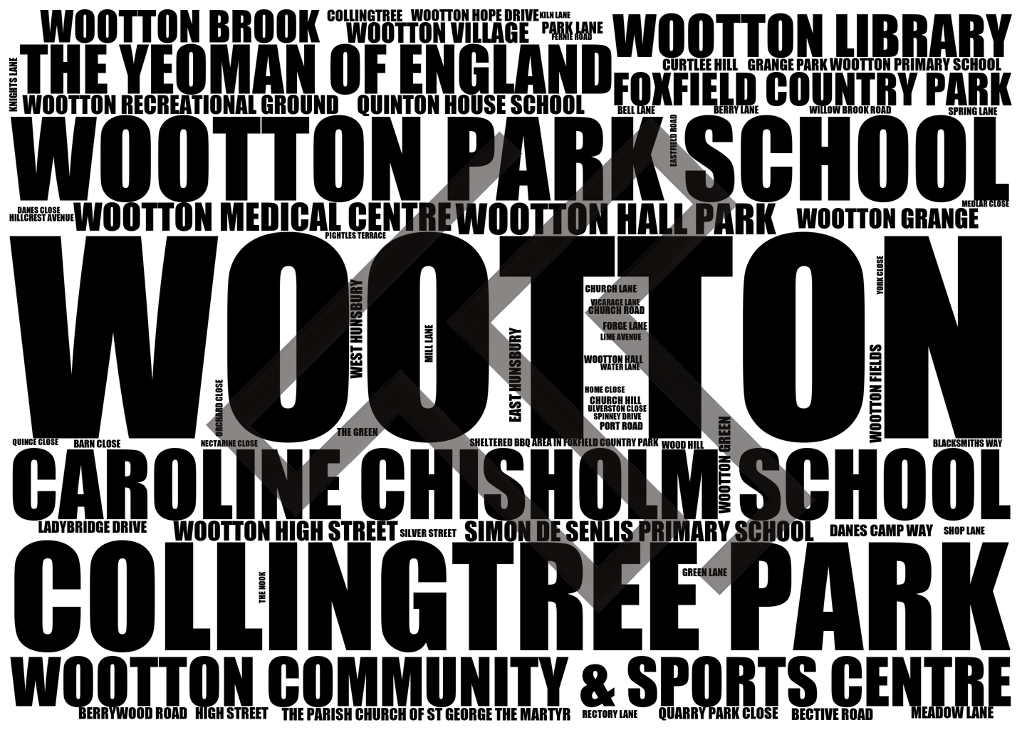 Wootton - Premium Typographic Word Cloud Prints, Posters & Gifts