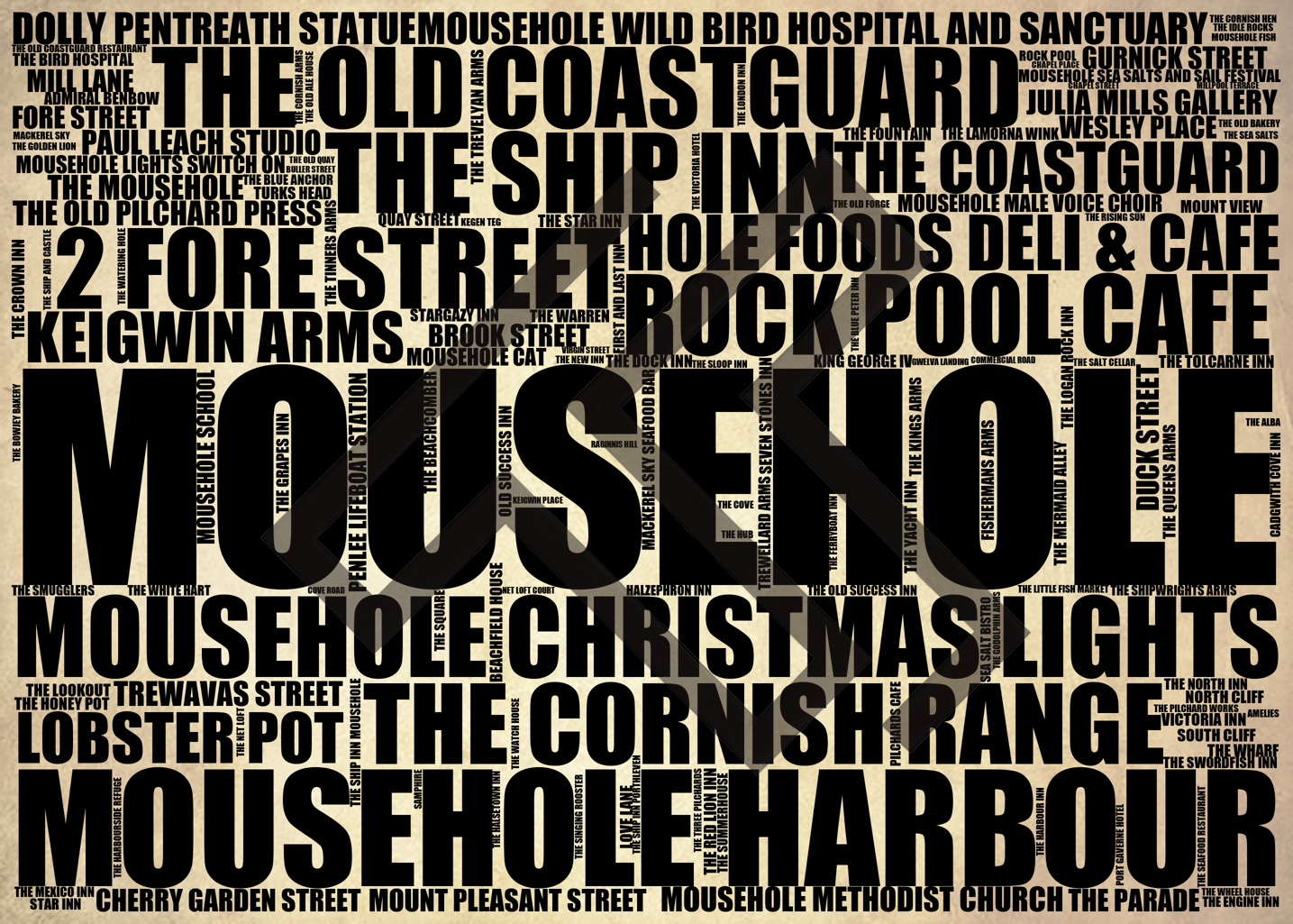 Mousehole - Premium Typographic Word Cloud Prints, Posters & Gifts