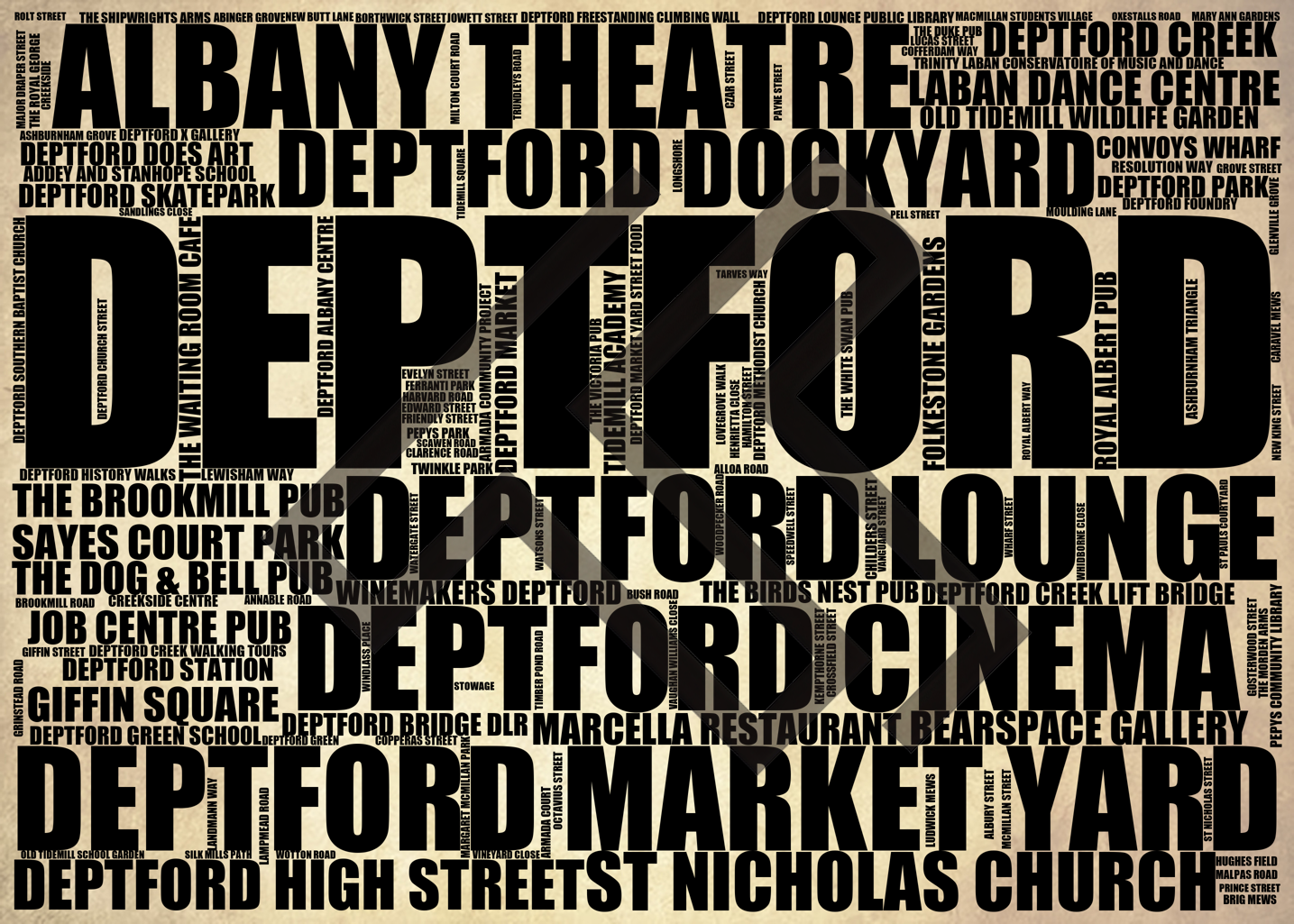 Deptford - Premium Typographic Word Cloud Prints, Posters & Gifts