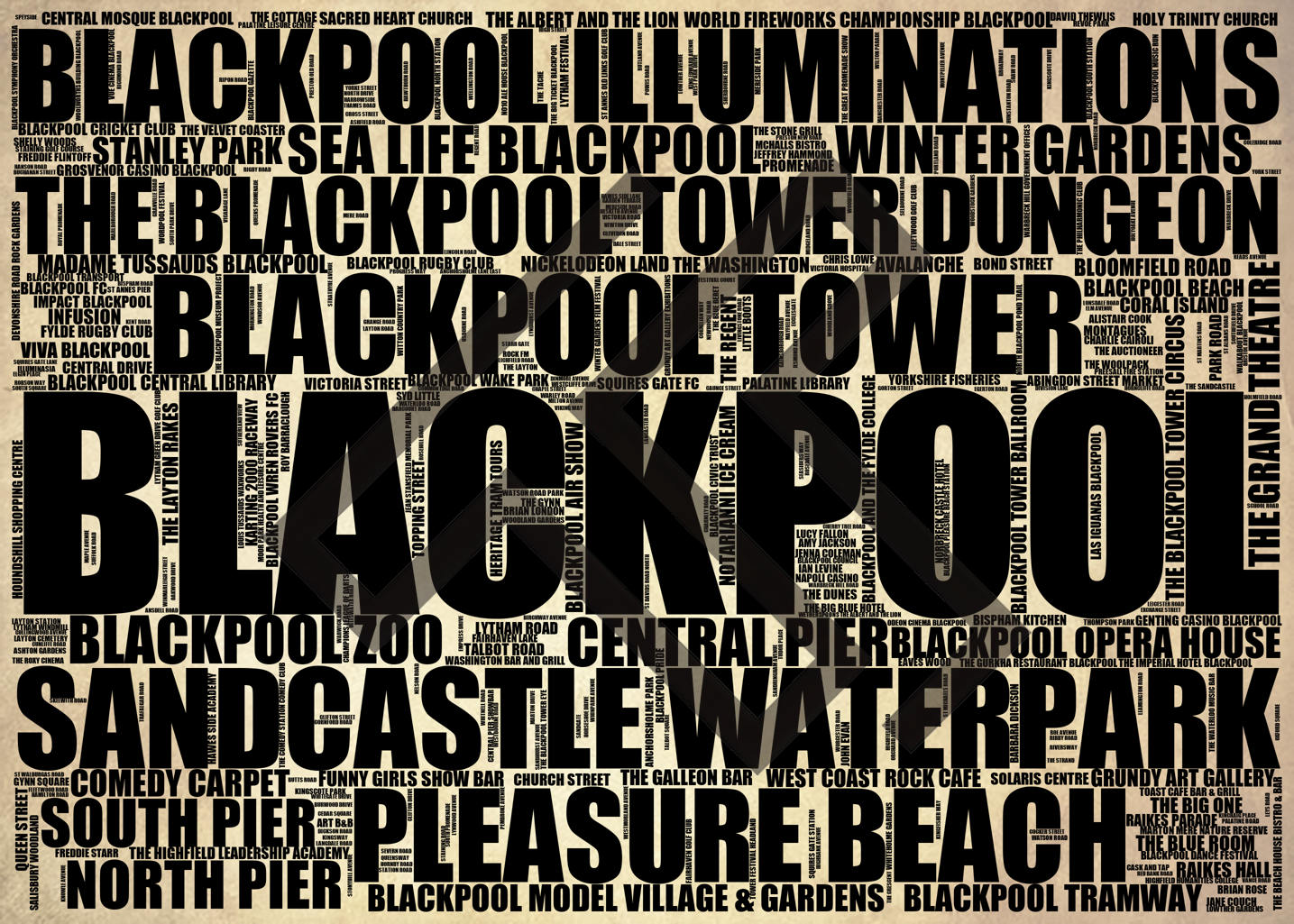 Blackpool - Premium Typographic Word Cloud Prints, Posters & Gifts