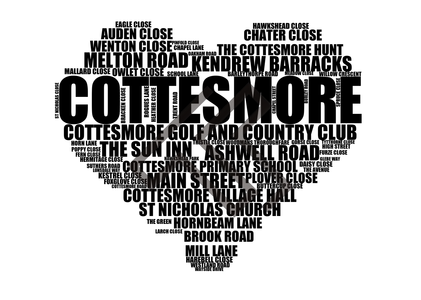Cottesmore - Premium Typographic Word Cloud Prints, Posters & Gifts