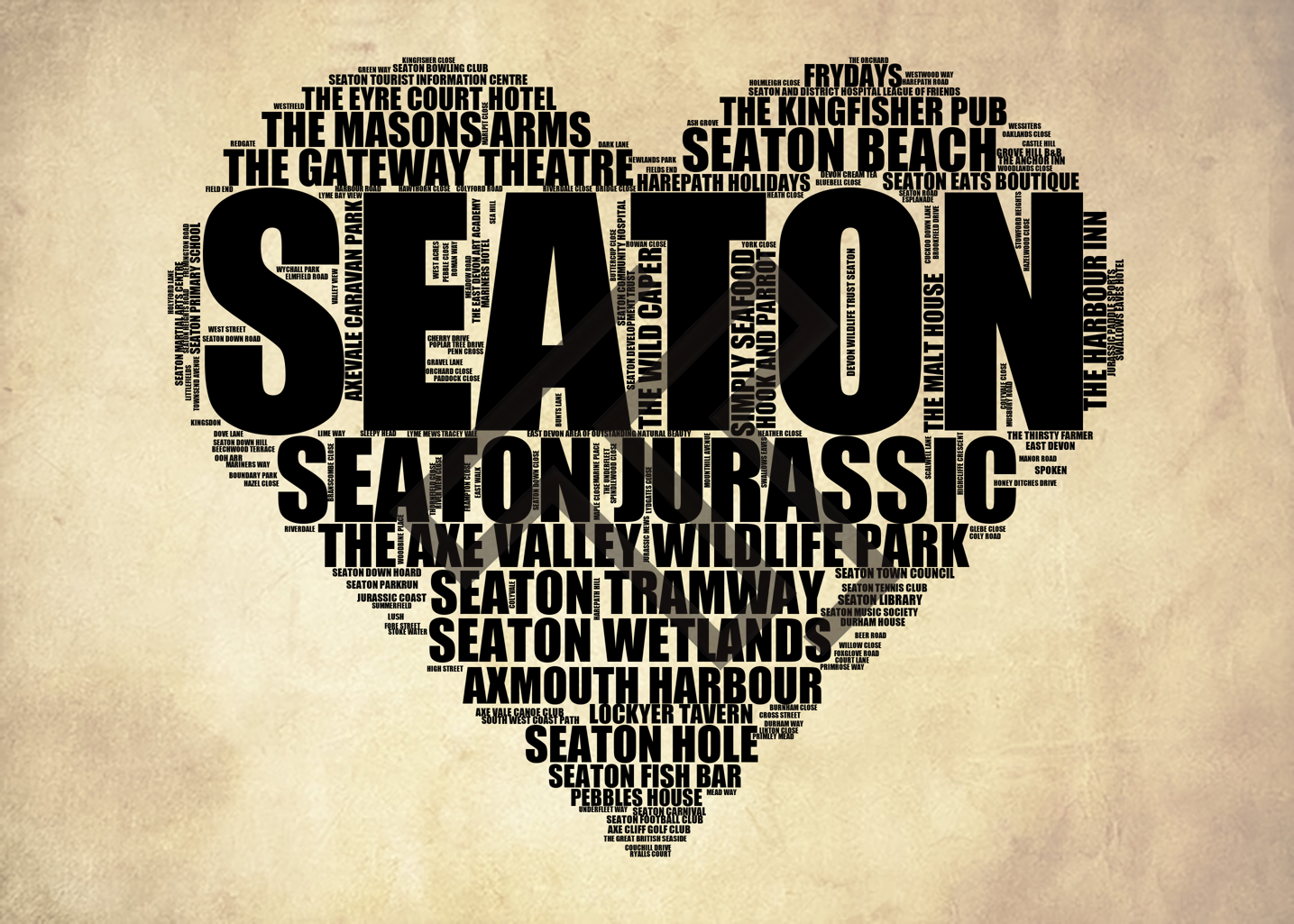 Seaton - Premium Typographic Word Cloud Prints, Posters & Gifts
