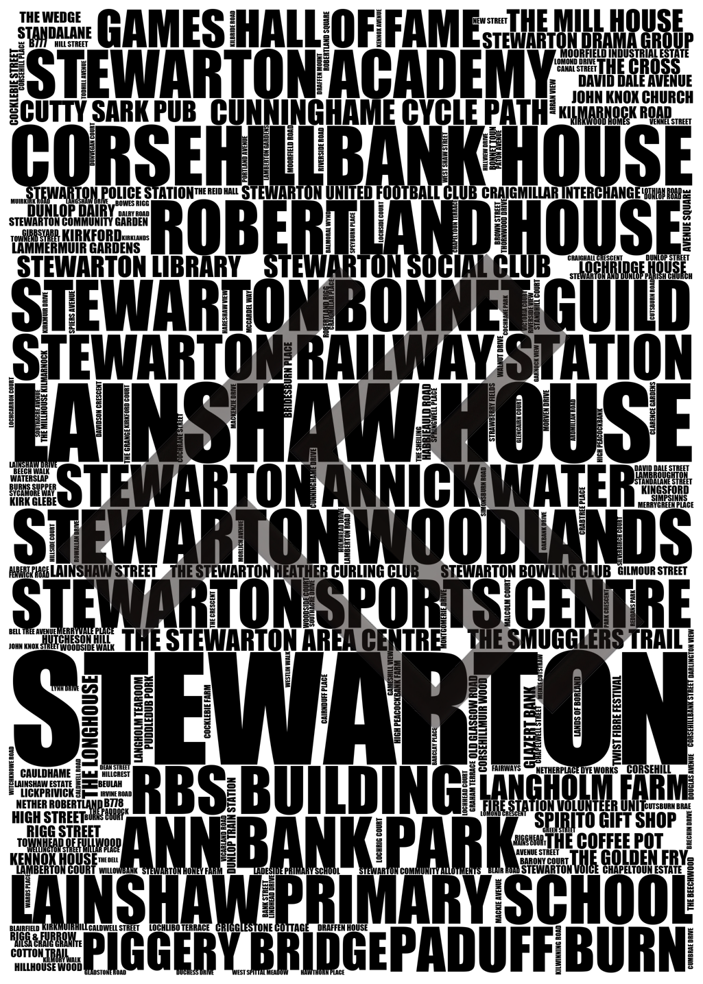 Stewarton - Premium Typographic Word Cloud Prints, Posters & Gifts