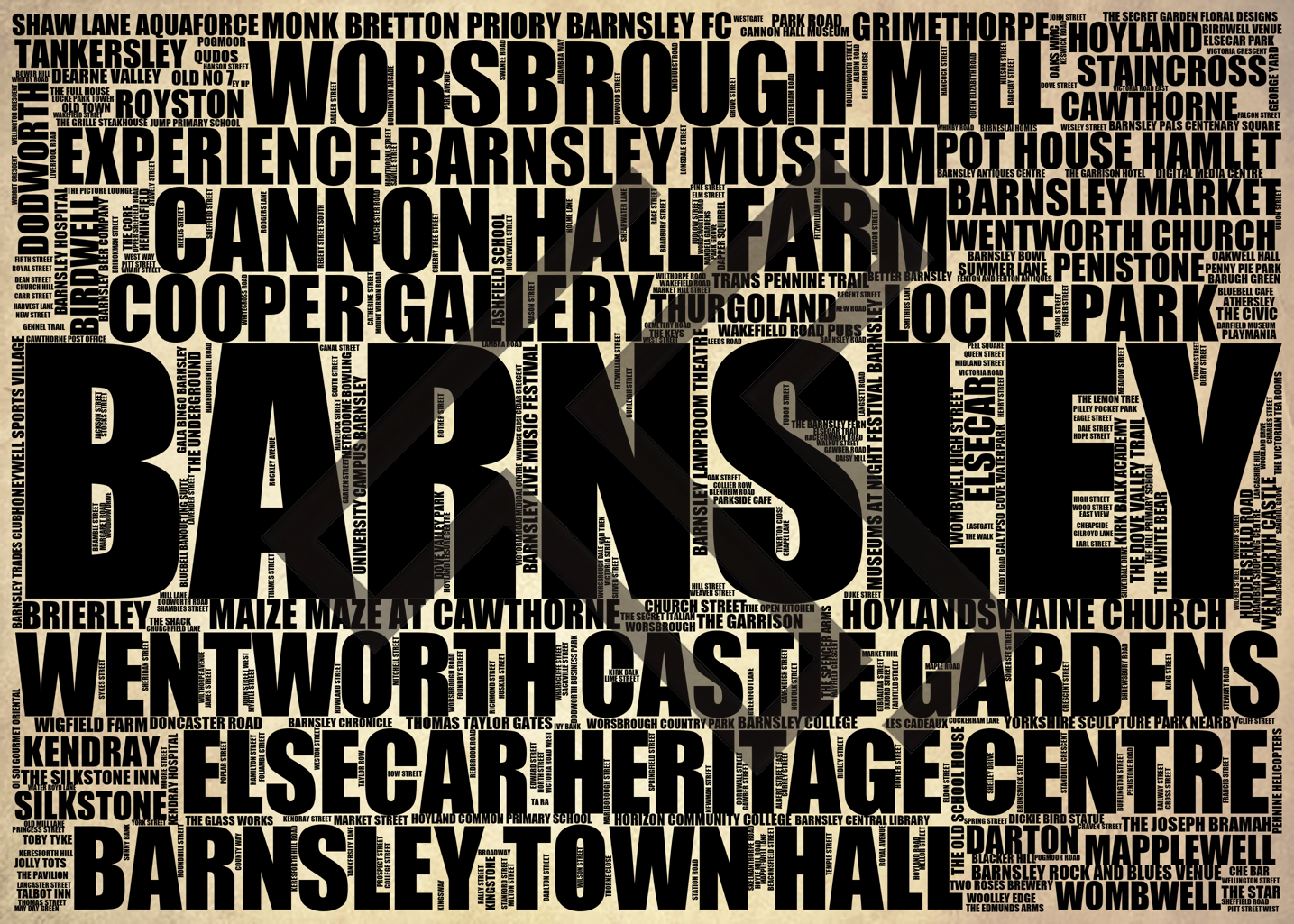 Barnsley - Premium Typographic Word Cloud Prints, Posters & Gifts
