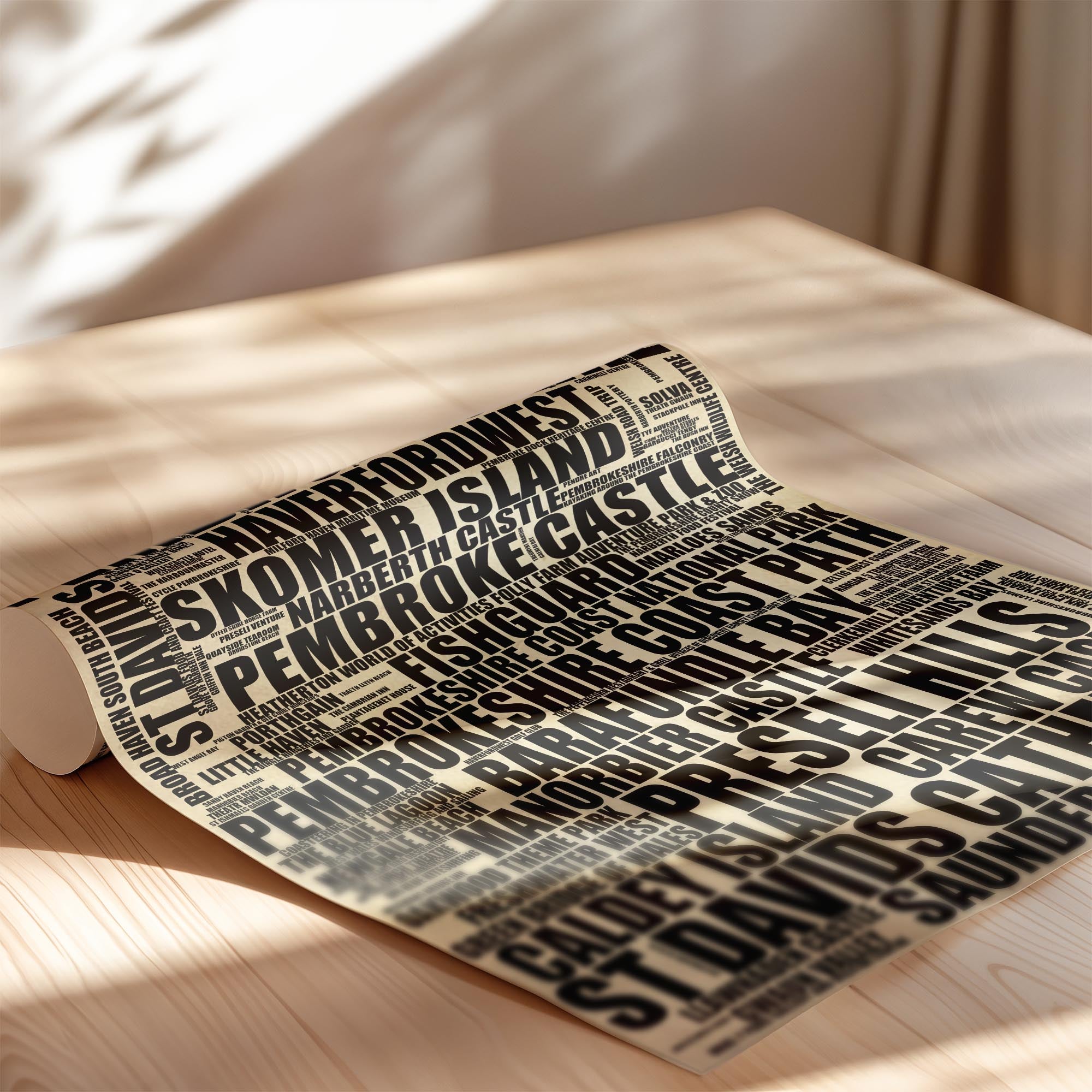 Pembrokeshire - Premium Typographic Word Cloud Prints, Posters & Gifts