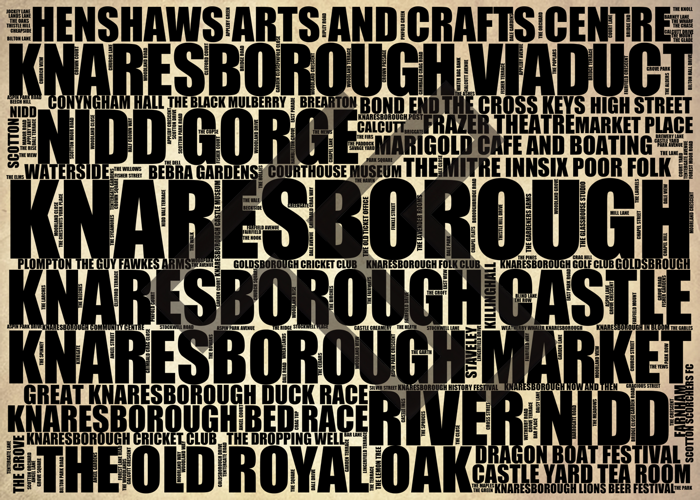 Knaresborough - Premium Typographic Word Cloud Prints, Posters & Gifts