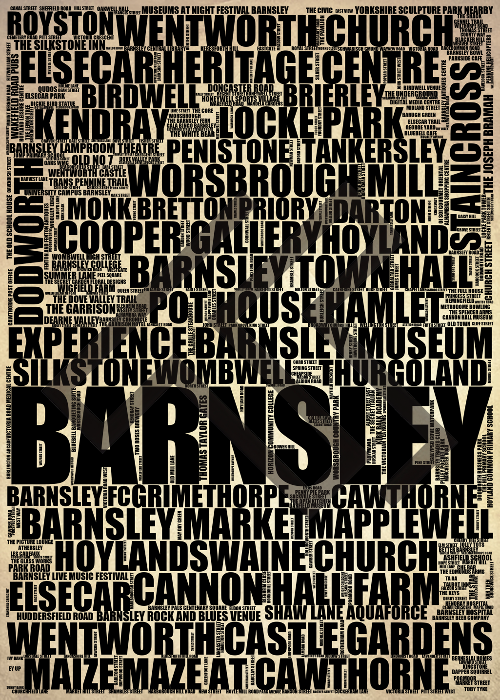 Barnsley - Premium Typographic Word Cloud Prints, Posters & Gifts