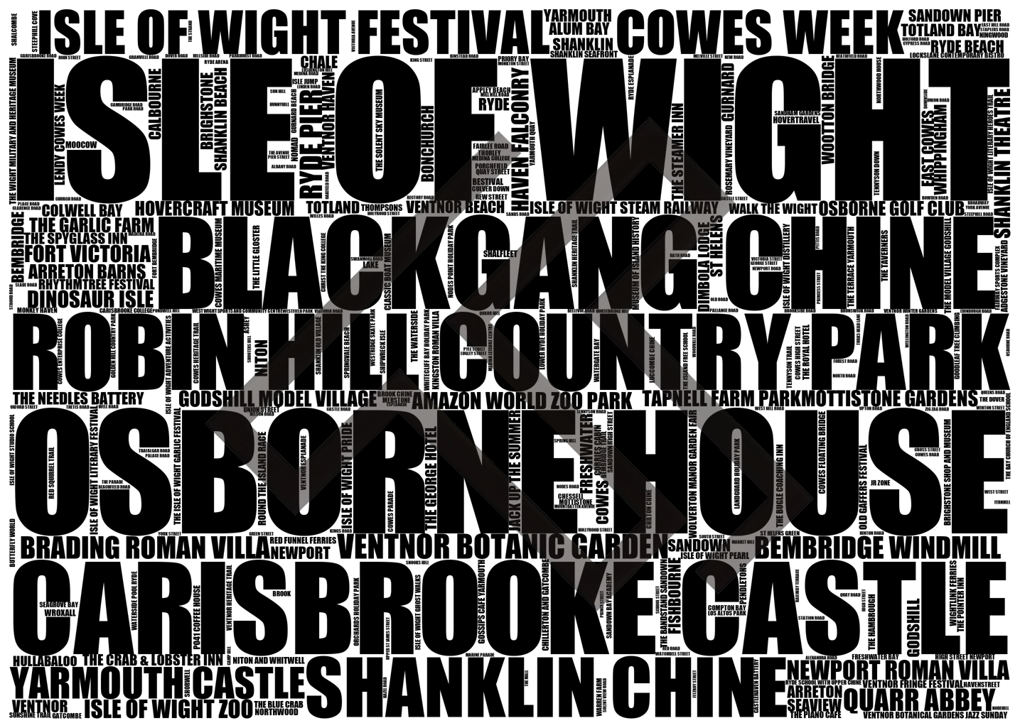 Isle of Wight - Premium Typographic Word Cloud Prints, Posters & Gifts