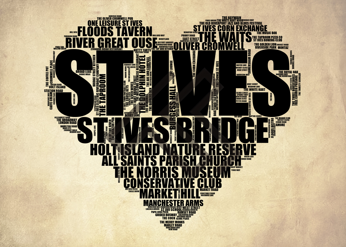 St Ives - Premium Typographic Word Cloud Prints, Posters & Gifts