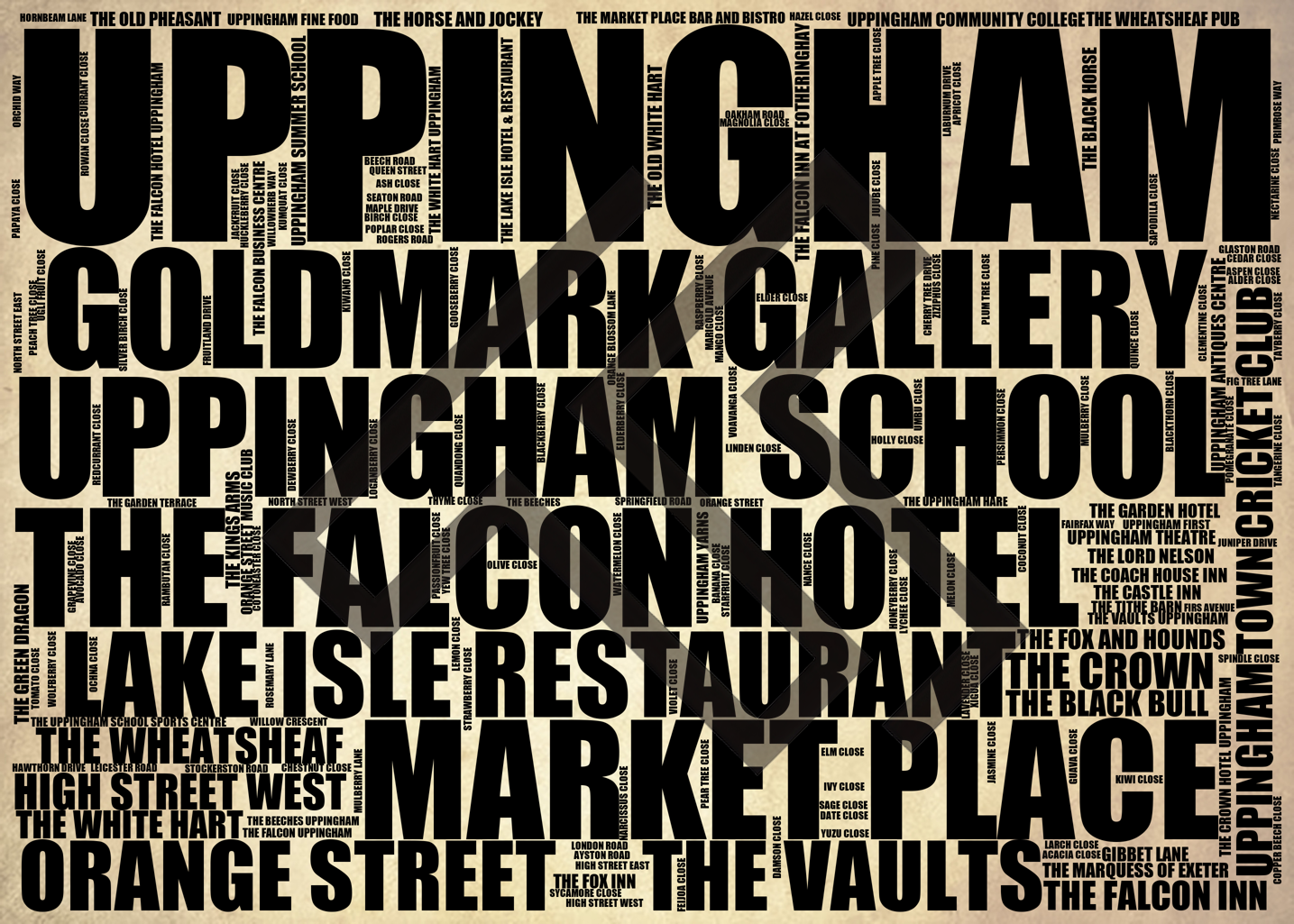 Uppingham - Premium Typographic Word Cloud Prints, Posters & Gifts