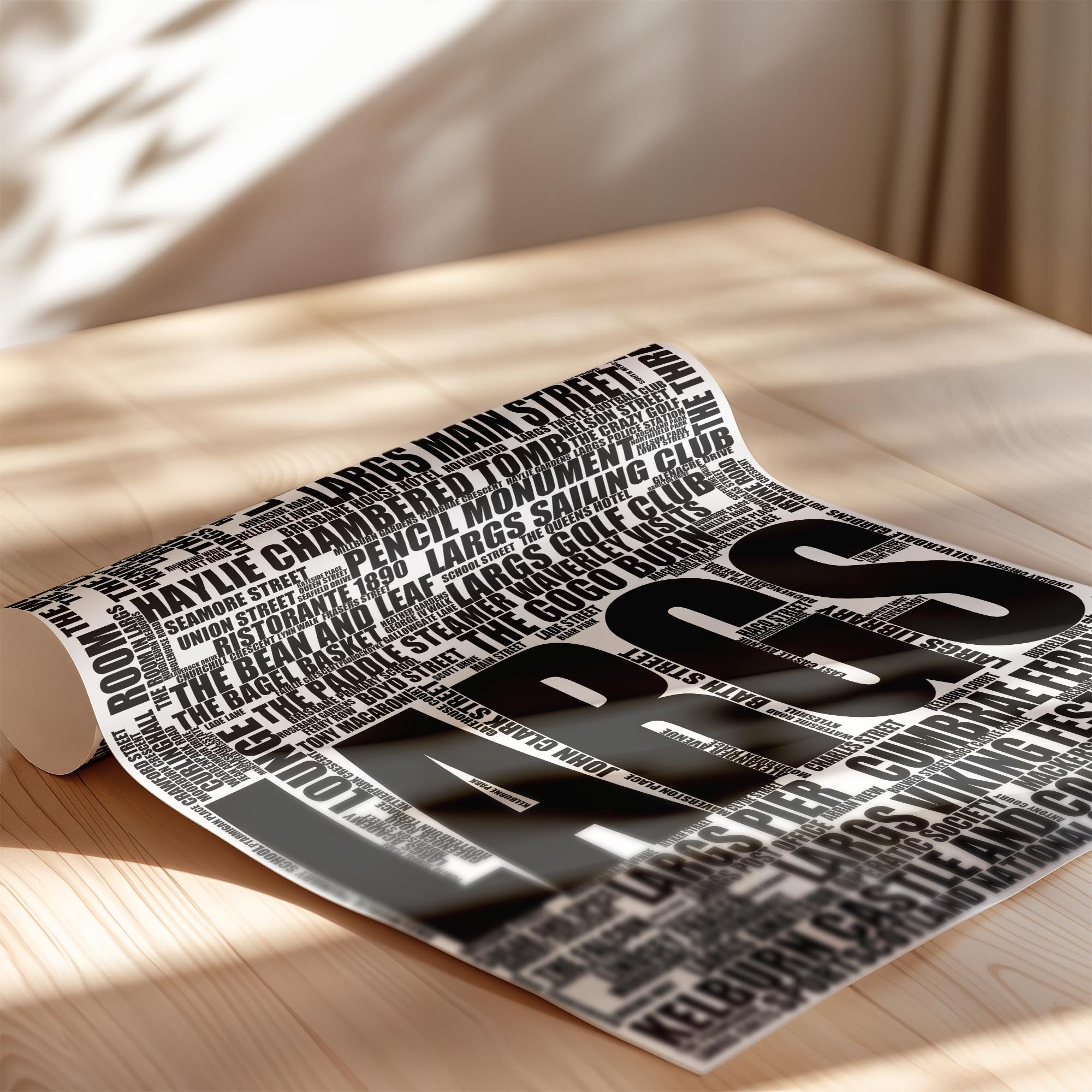 Largs - Premium Typographic Word Cloud Prints, Posters & Gifts