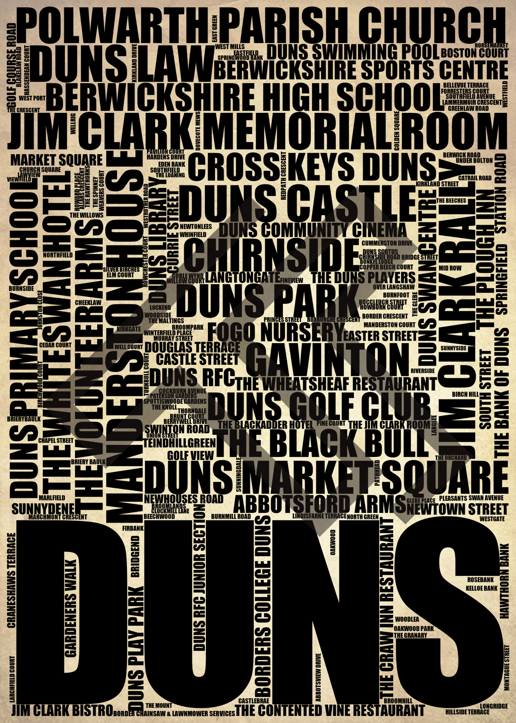 Duns - Premium Typographic Word Cloud Prints, Posters & Gifts