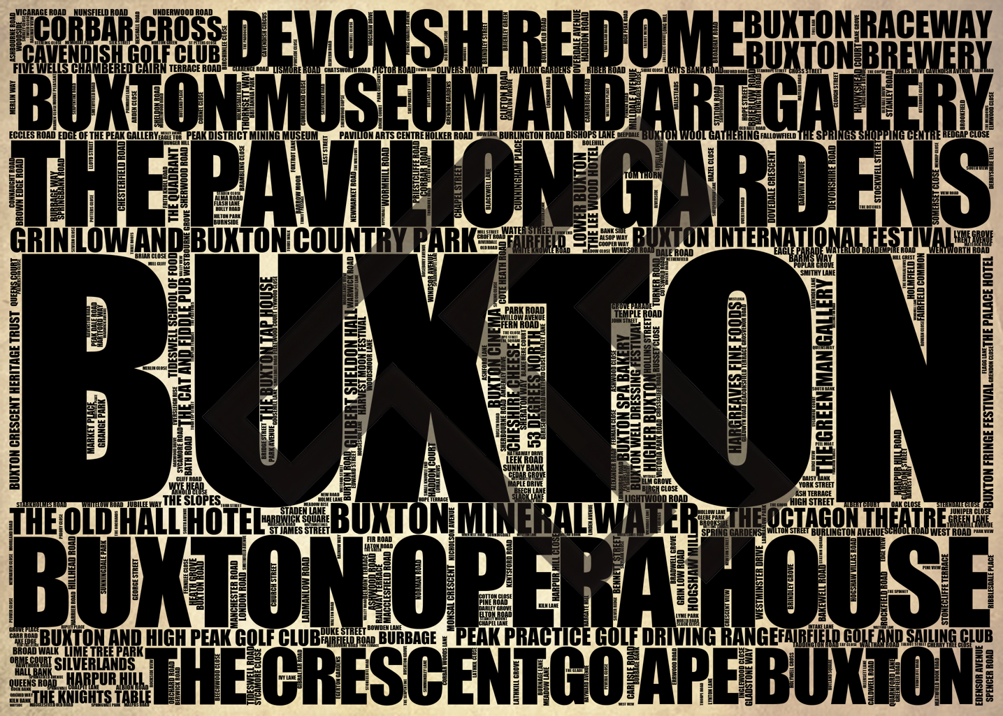 Buxton - Premium Typographic Word Cloud Prints, Posters & Gifts