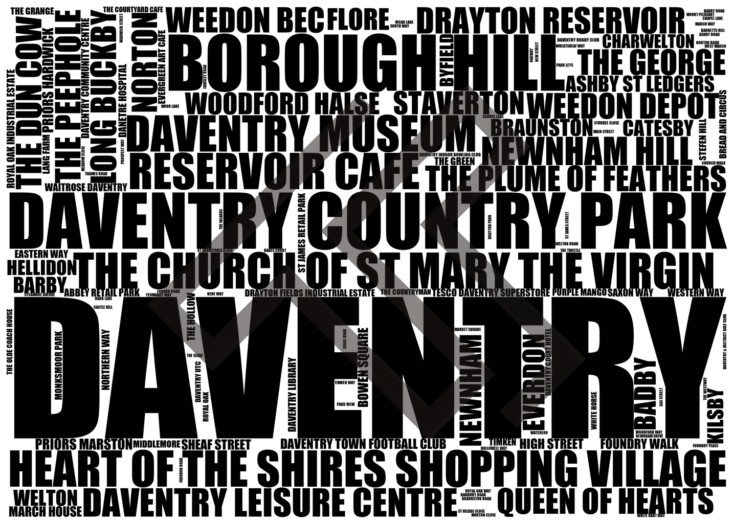 Daventry - Premium Typographic Word Cloud Prints, Posters & Gifts