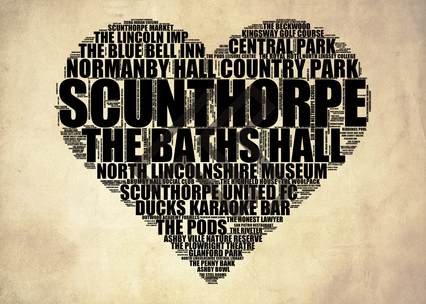 Scunthorpe - Premium Typographic Word Cloud Prints, Posters & Gifts