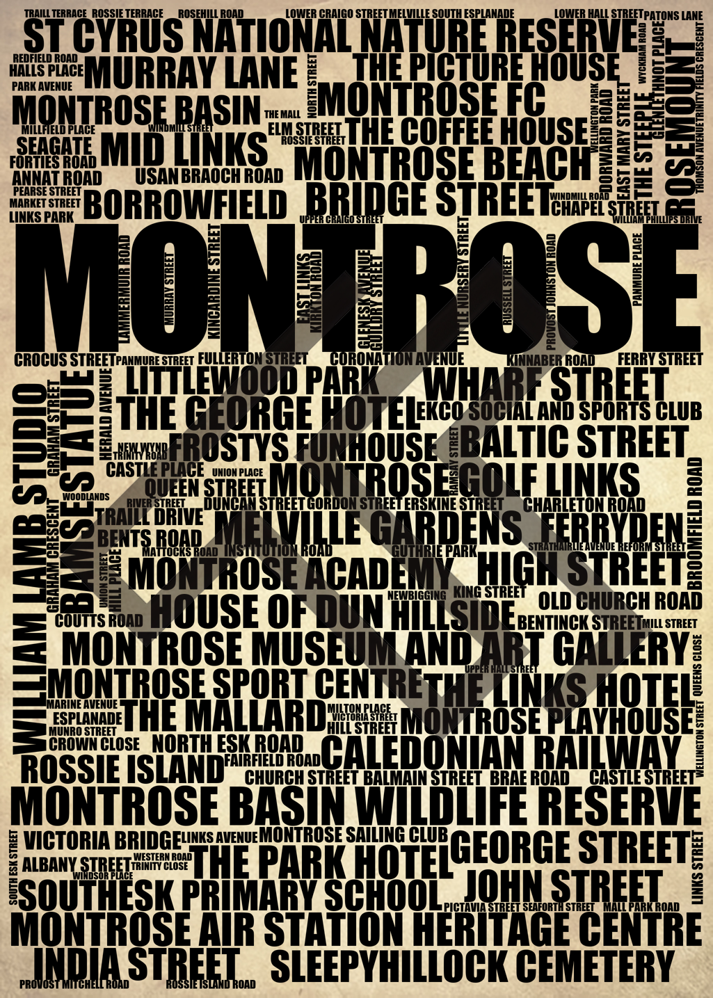 Montrose - Premium Typographic Word Cloud Prints, Posters & Gifts