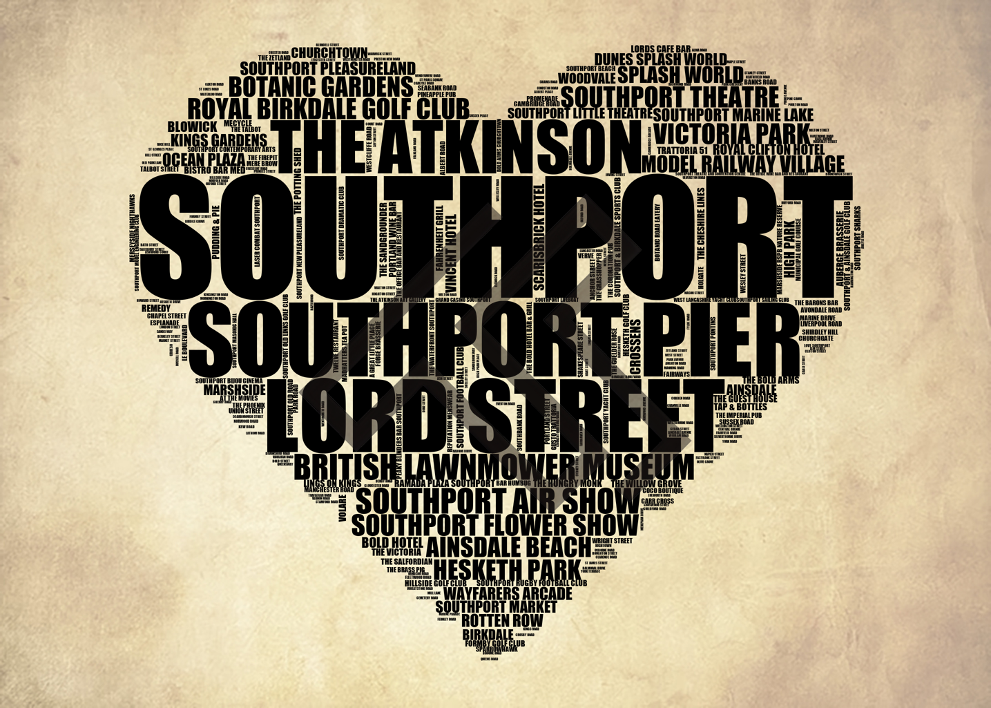 Southport - Premium Typographic Word Cloud Prints, Posters & Gifts